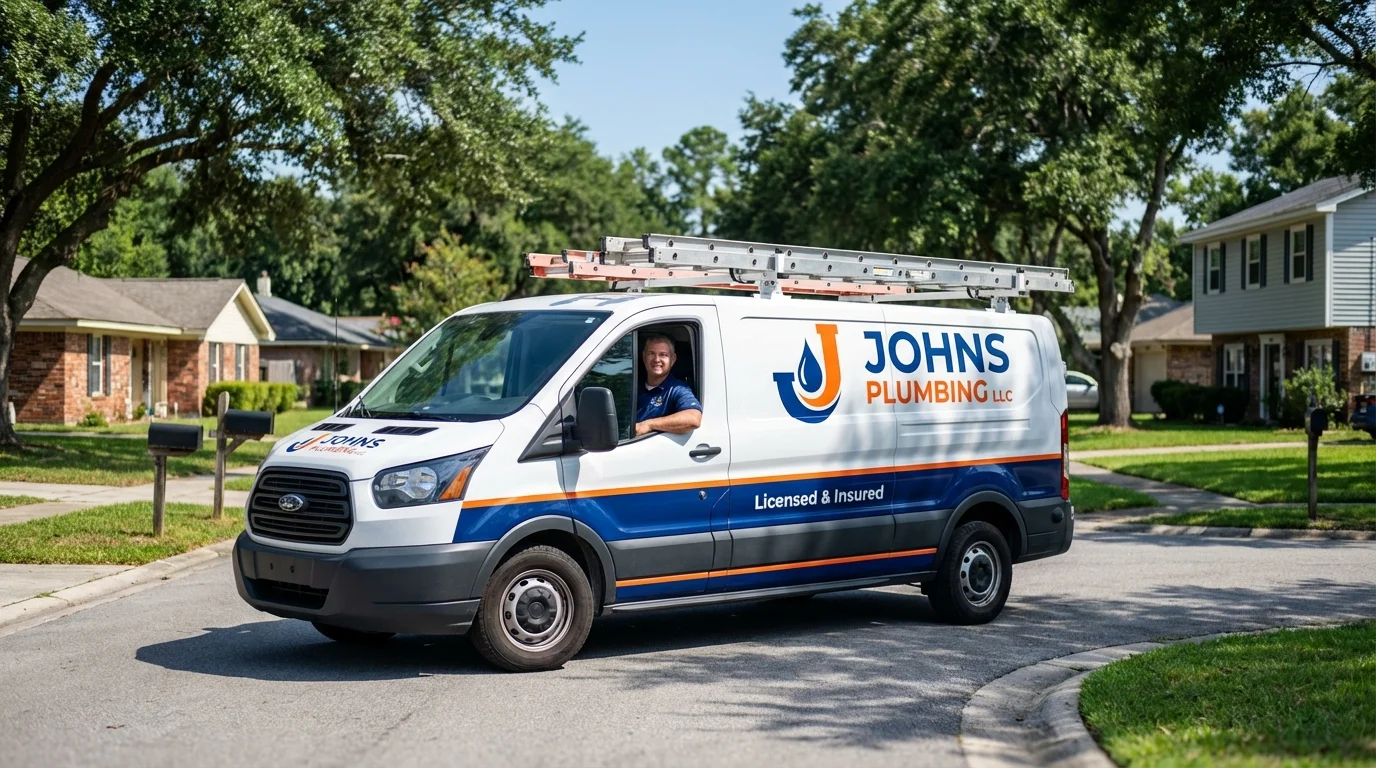 Johns Plumbing LLC service van in Coopersburg, PA