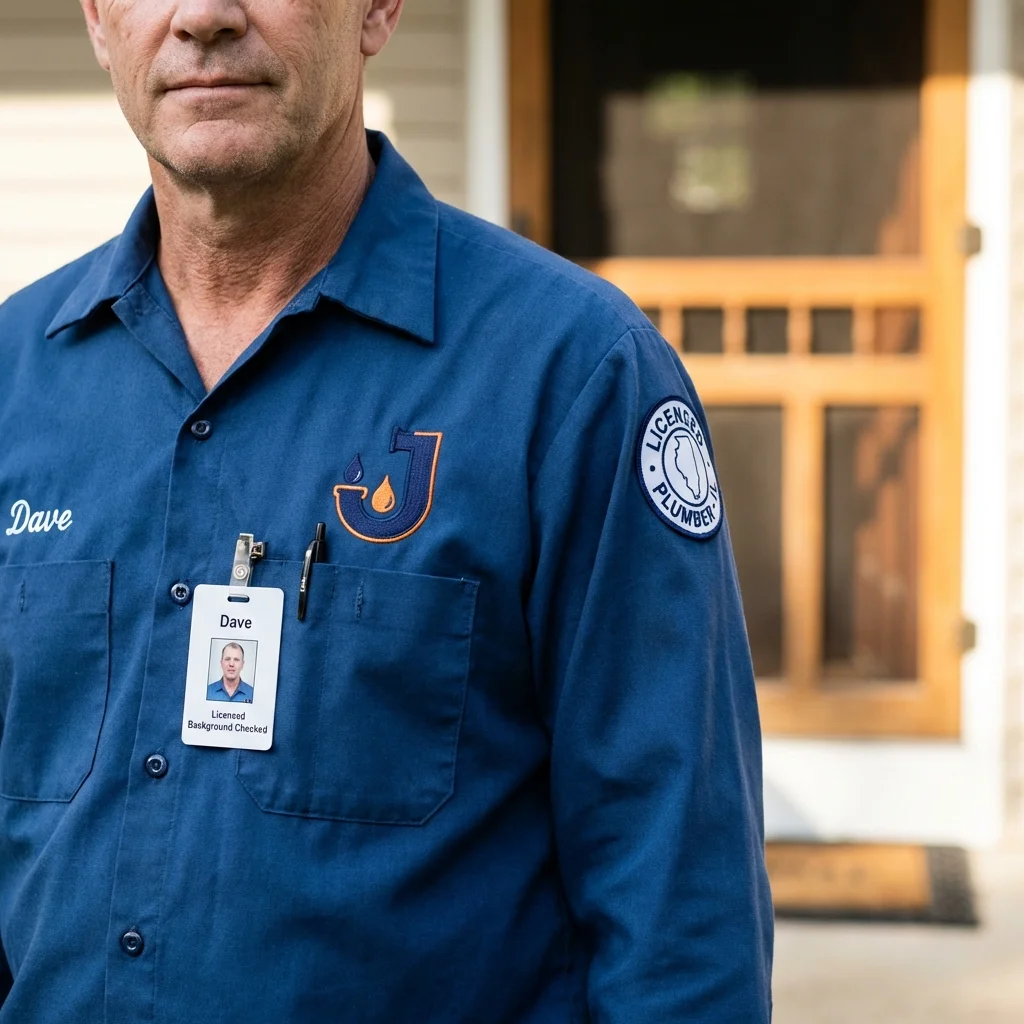 Licensed plumber showing ID badge in Coopersburg, PA