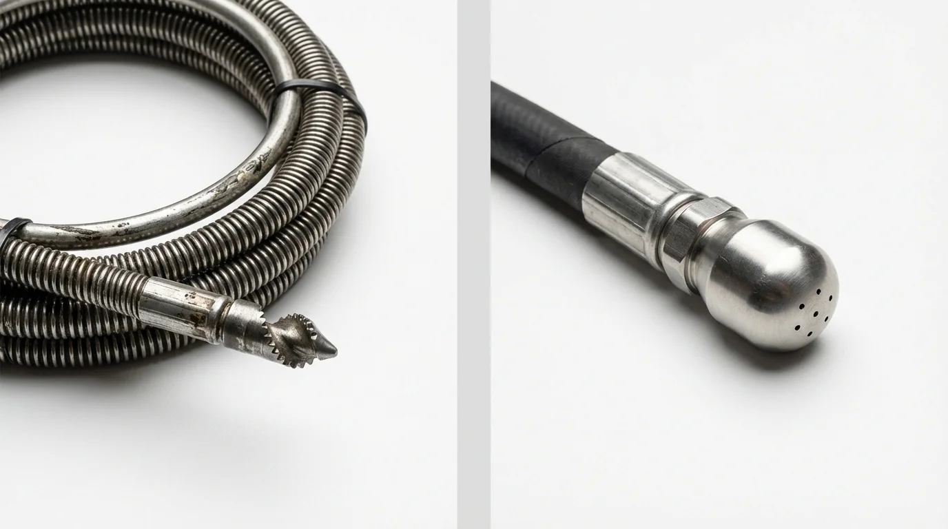 Drain snake cable and hydro jetting nozzle used for drain cleaning in Coopersburg, PA