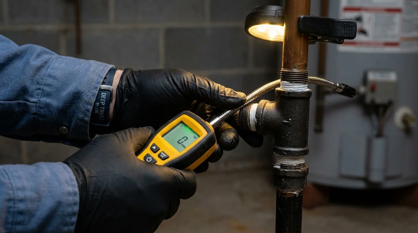 Gas leak detection with electronic sniffer by Johns Plumbing LLC in Coopersburg