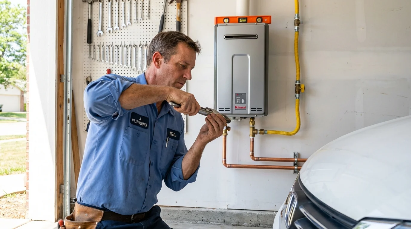 Tankless water heater installation by a Johns Plumbing LLC plumber in Coopersburg